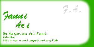 fanni ari business card